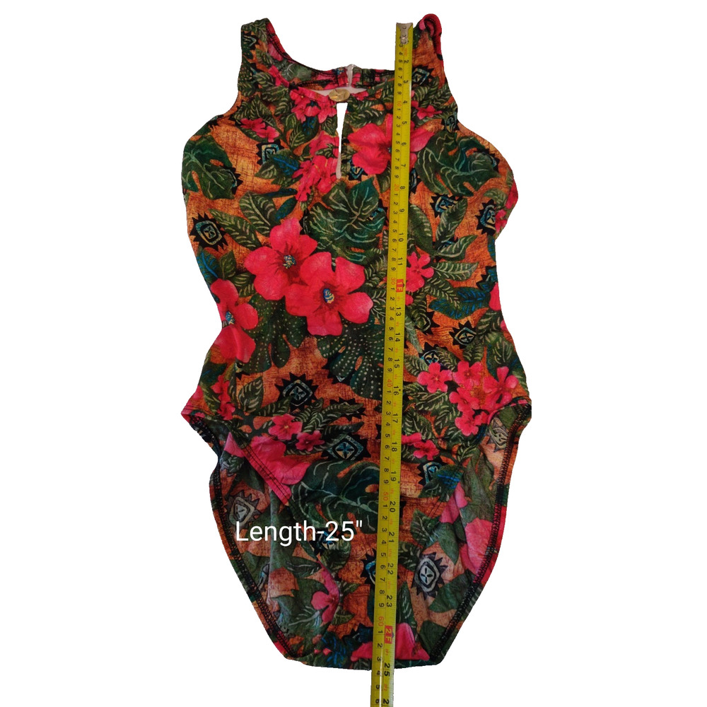 Vintage Athena Swimsuit Sz 8 Tropical Hawaiian Floral Keyhole Front USA - Picture 10 of 16